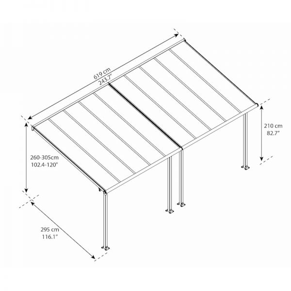 Palram - Canopia Olympia Patio Cover 3m x 6.10m Grey Clear