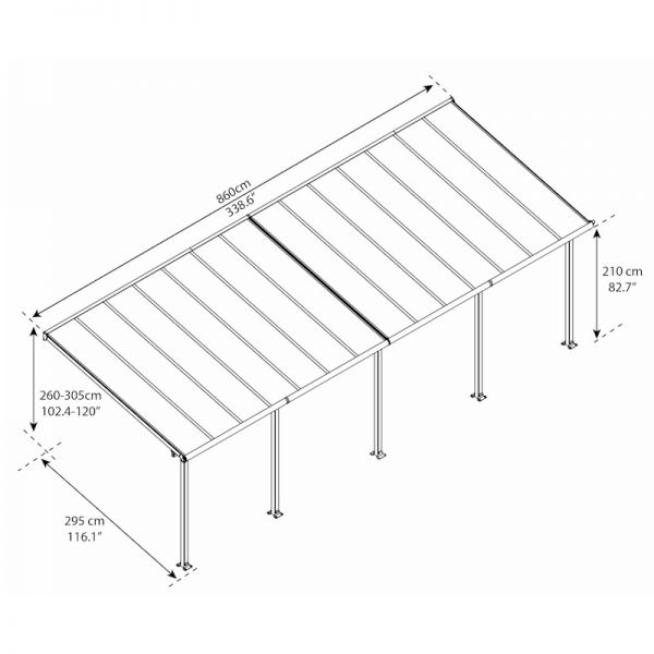 Palram - Canopia Olympia Patio Cover 3m x 8.51m Grey Clear