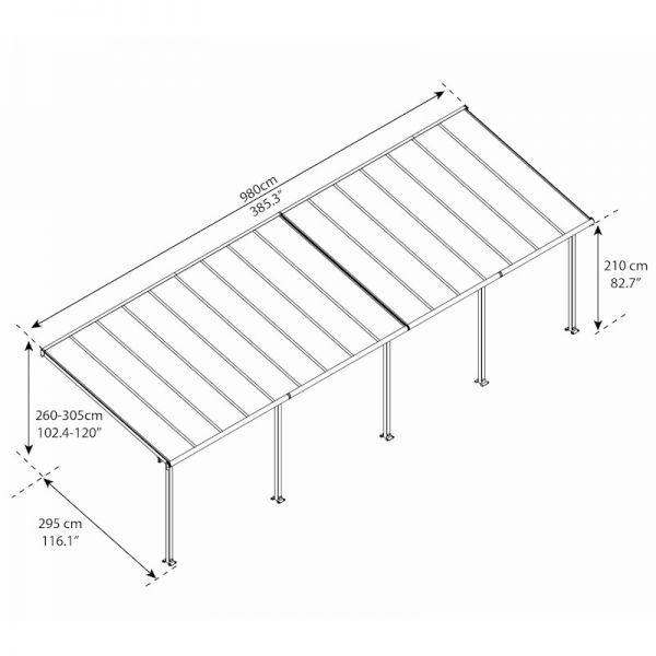 Palram - Canopia Olympia Patio Cover 3m x 9.71m Grey Clear