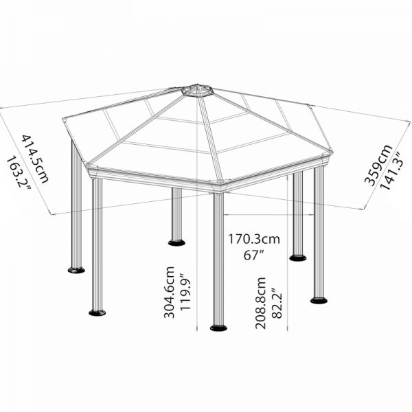 Palram - Canopia Roma Hexagonal Garden Gazebo Grey