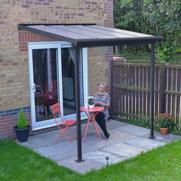 Palram Canopia Sierra Patio Cover 2.3m x 2.3m Grey Clear One Garden