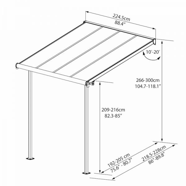 Palram - Canopia Sierra Patio Cover 2.3m x 2.3m Grey Clear