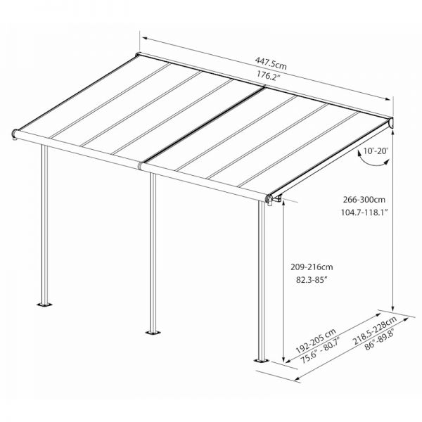 Palram - Canopia Sierra Patio Cover 2.3m x 4.6m Grey Clear