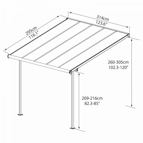 Palram - Canopia Sierra Patio Cover 3m x 3.05m Grey Clear