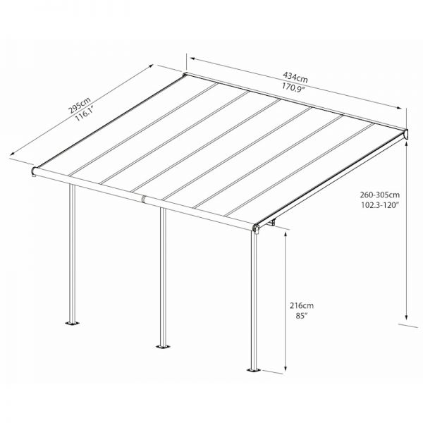 Palram - Canopia Sierra Patio Cover 3m x 4.25m Grey Clear