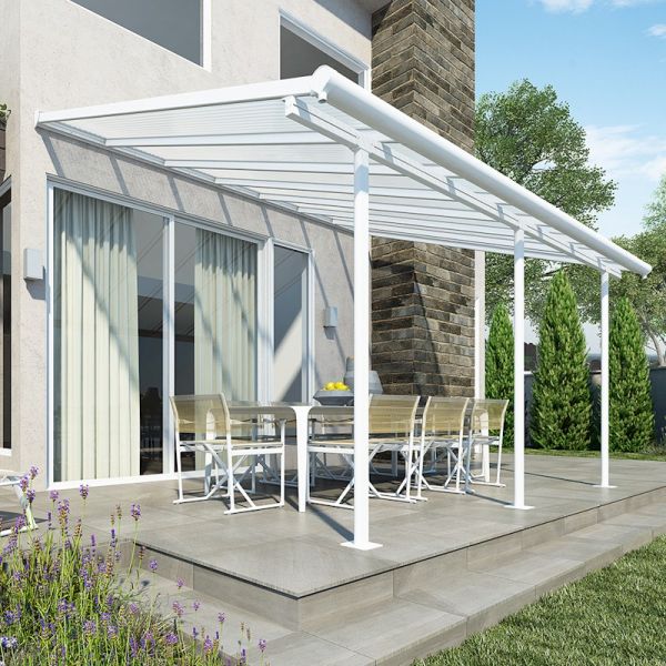 Palram Sierra Patio Cover 3m X 4 25m White Clear One Garden - Aluminium Patio Covers Ireland Palram Sierra Patio Cover 3m X 4 25m White Clear One Garden - Aluminium Patio Covers Ireland