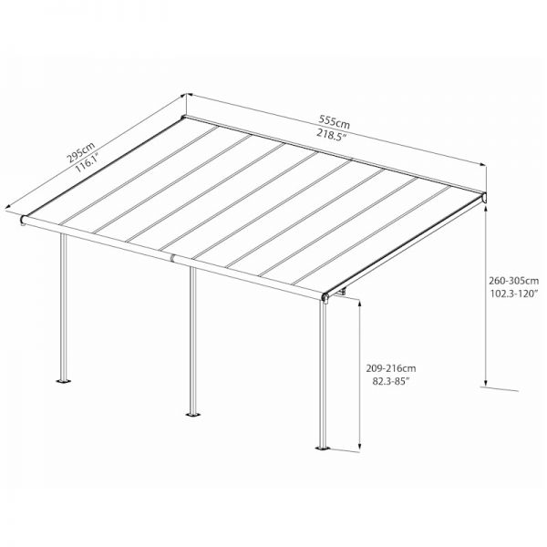 Palram - Canopia Sierra Patio Cover 3m x 5.46m Grey Clear