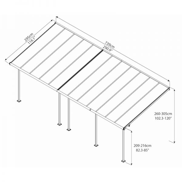 Palram - Canopia Sierra Patio Cover 3m x 7.30m Grey Clear