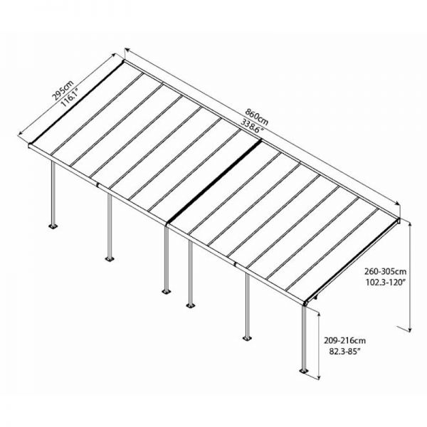 Palram - Canopia Sierra Patio Cover 3m x 8.51m Grey Clear