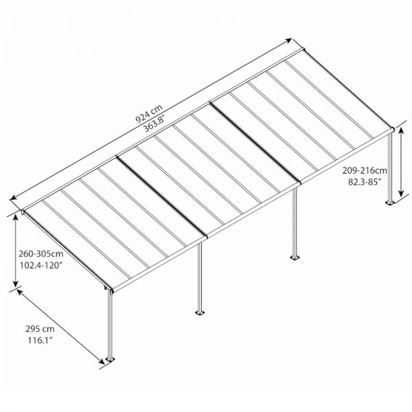 Palram - Canopia Sierra Patio Cover 3m x 9.15m Grey Clear