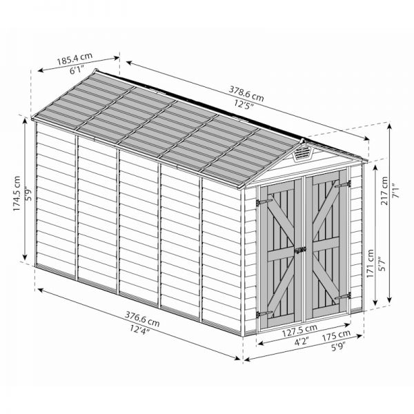 Palram - Canopia Skylight Tan Plastic Shed 6x12