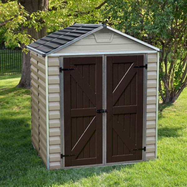 palram skylight tan plastic shed 6x5 - one garden