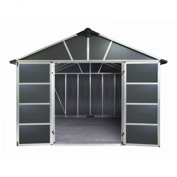 Palram - Canopia Yukon 11x13.1 Dark Grey Plastic Shed with Floor Wpc