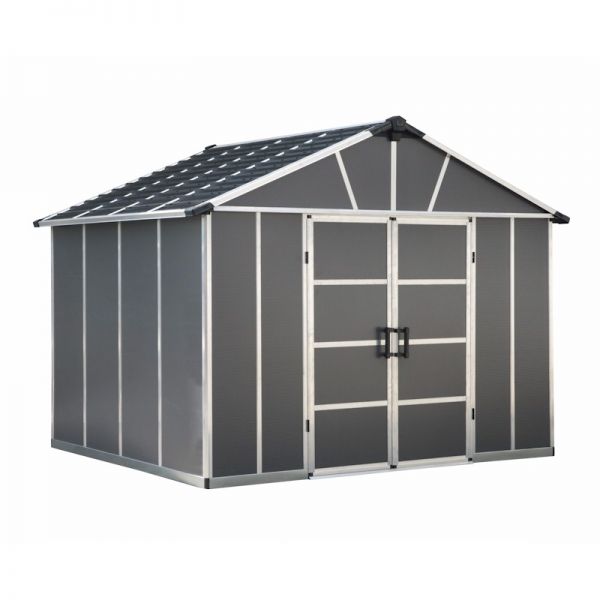 Palram - Canopia Yukon 11x9 Dark Grey Plastic Shed with Floor Wpc