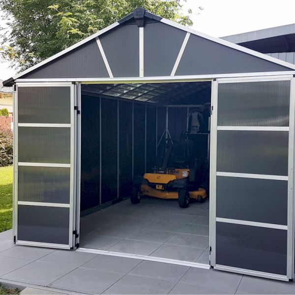 palram yukon 11x9 dark grey plastic shed - one garden