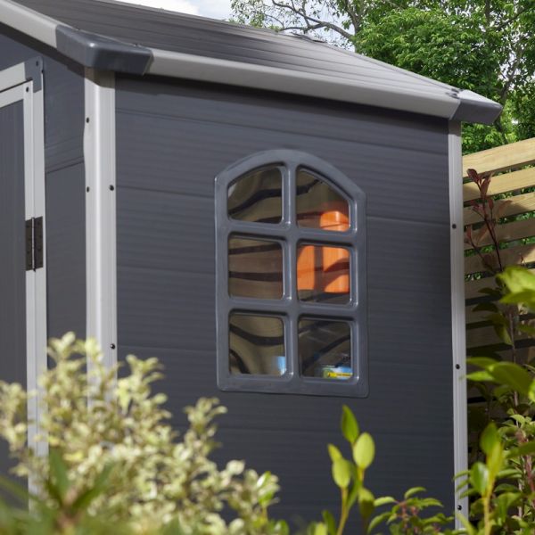 Rowlinson Airevale 4x3 Apex Plastic Shed - Dark Grey