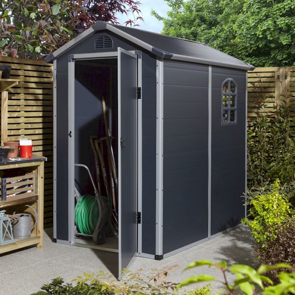 Rowlinson Airevale 4x6 Apex Plastic Shed - Dark Grey