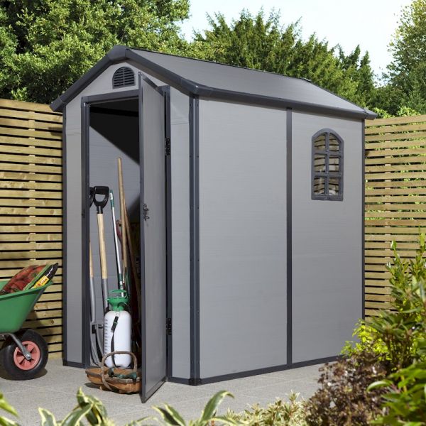 Rowlinson Airevale 4x6 Apex Plastic Shed - Light Grey