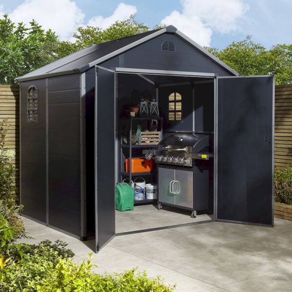 Rowlinson Airevale 8x6 Apex Plastic Shed - Dark Grey