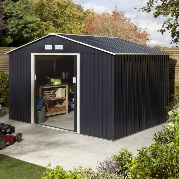 Rowlinson Trentvale 10x8 Metal Apex Shed - Dark Grey