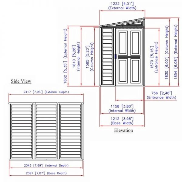 Saffron Vinyl Lean-To 4x8 Plastic Shed