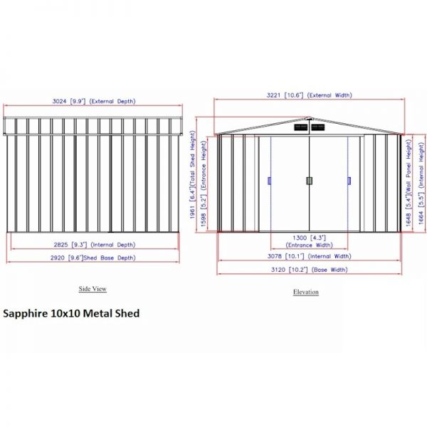 Sapphire Apex 10x10 Green Metal shed