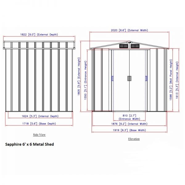 Sapphire Apex 6x6 Anthracite Metal shed