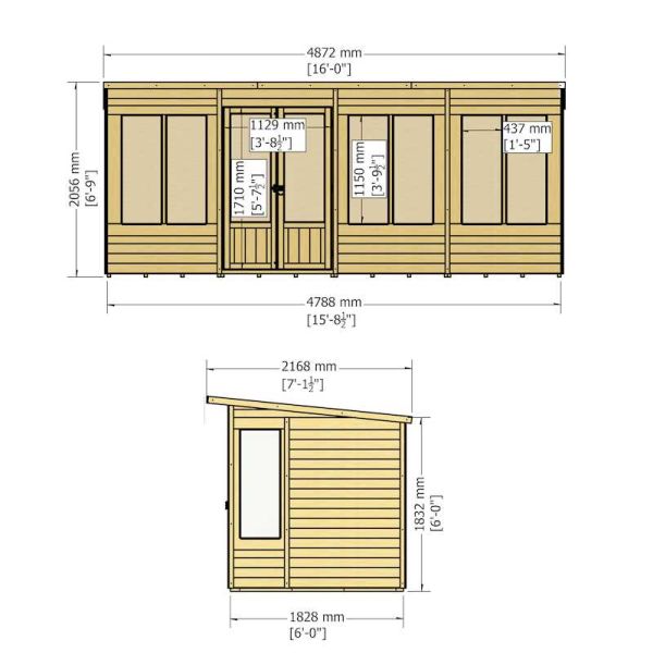 Shire Alora 16x6 Overlap Pent Summerhouse