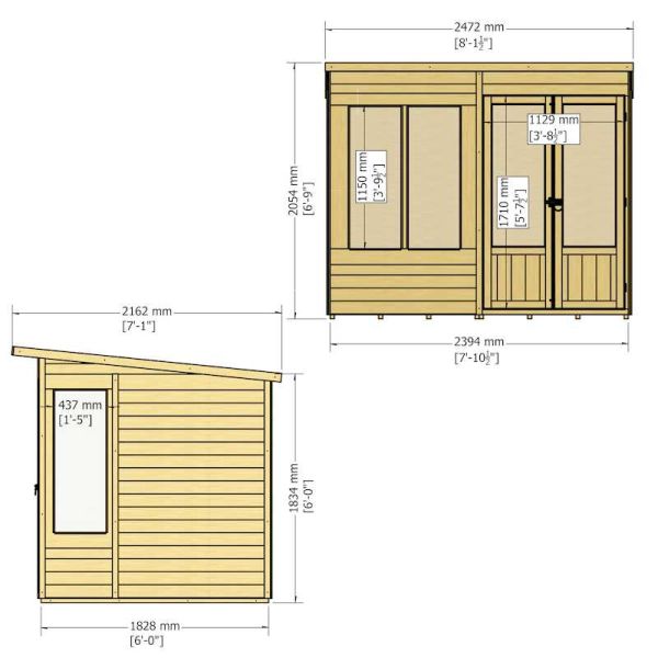 Shire Alora 8x6 Overlap Pent Summerhouse