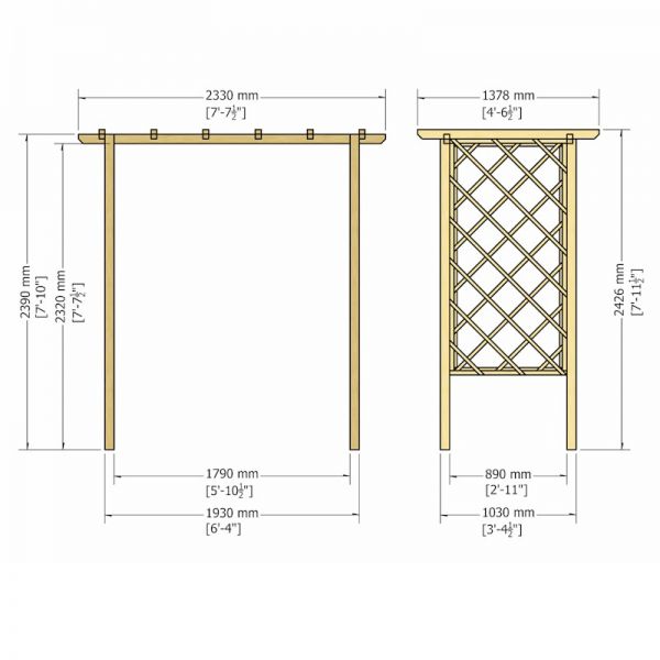 Shire Arch Trellis Pergola 6x3