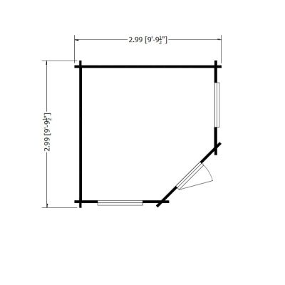 Shire Ardcastle Double Door 28mm Corner Log Cabin 10x10