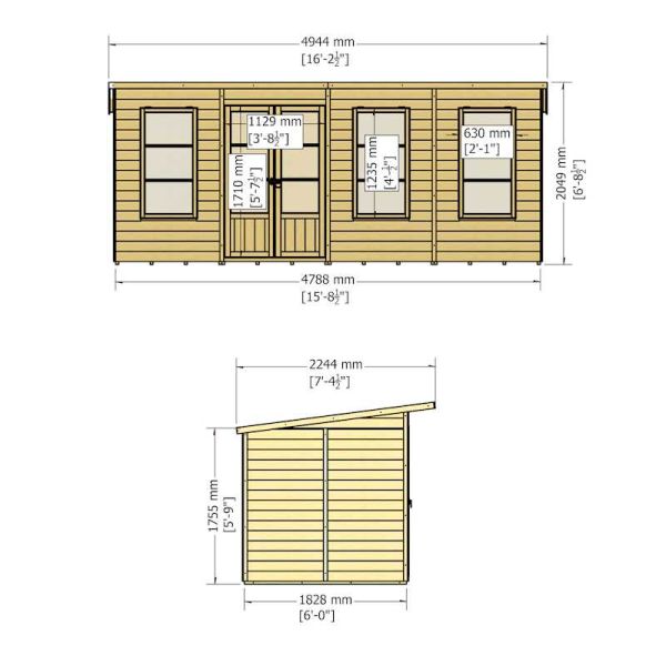 Shire Dahlia 16x6 Pent Summerhouse