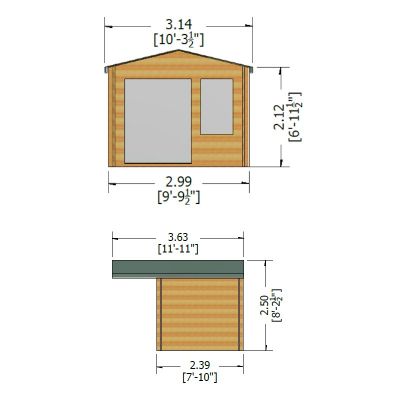 Shire Glenmore 28mm Log Cabin 10x8