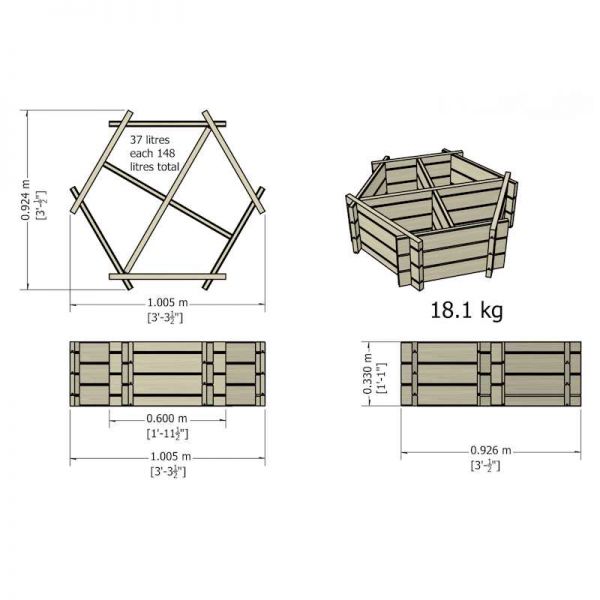 Shire Hexagonal Planter PT 4
