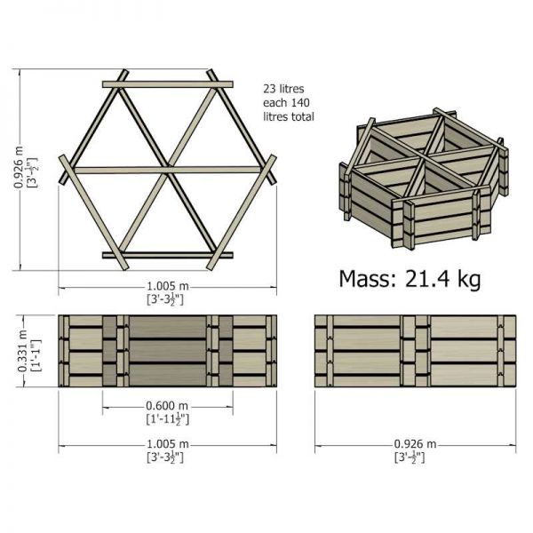 Shire Hexagonal Planter PT 6