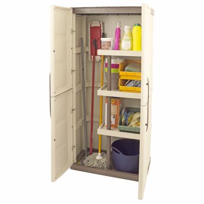 Shire Large Plastic Store with Shelves and Broom Storage