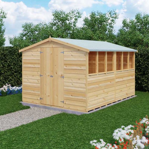 Shire Overlap Garden Shed 10x8 with Double Doors - One Garden