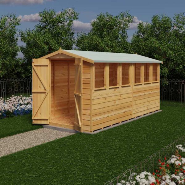 Shire Overlap Garden Shed 12x6 with Double Doors - One Garden