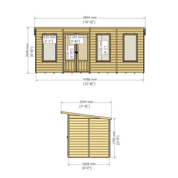 Shire Peony 16x6 Pent Summerhouse