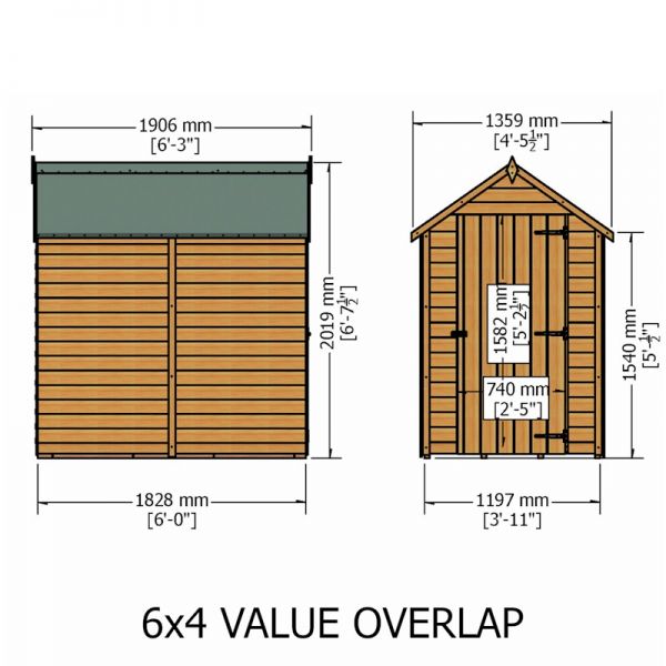 Shire Pressure Treated Value Overlap Apex Shed 6x4