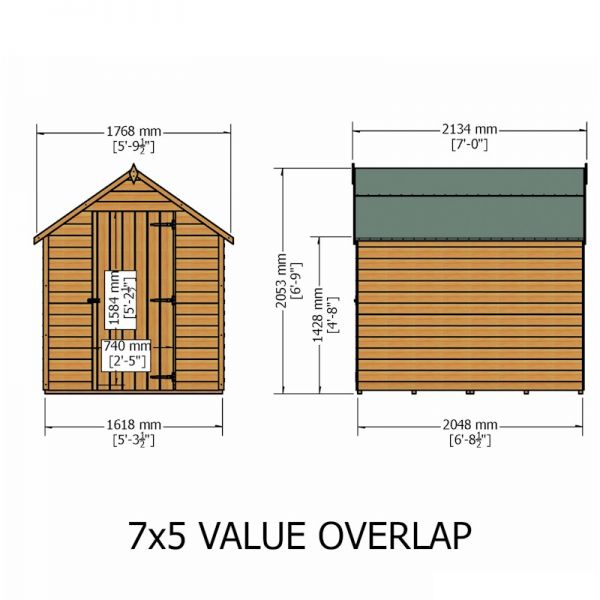 Shire Pressure Treated Value Overlap Apex Shed 7x5