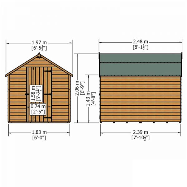 Shire Pressure Treated Value Overlap Apex Shed 8x6