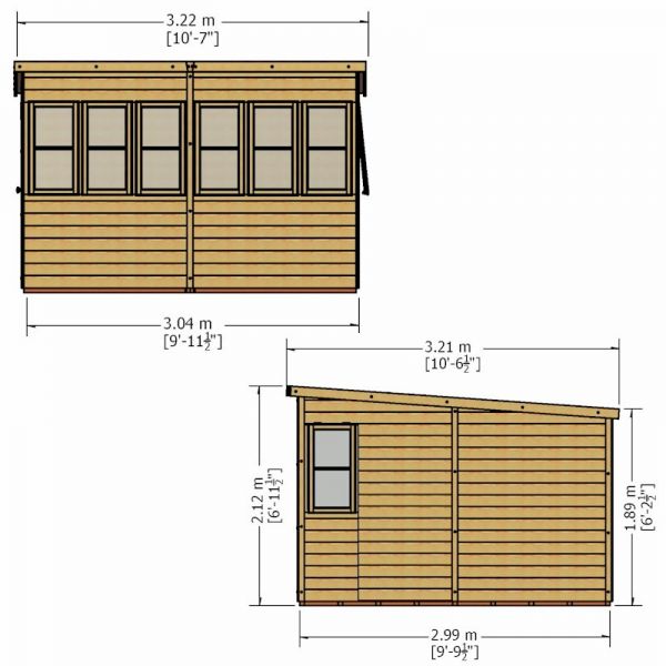 Shire Sun Pent Potting Shed 10x10 - Left Door