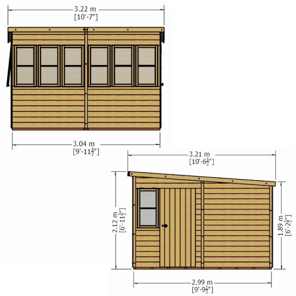 Shire Sun Pent Potting Shed 10x10 - Right Door