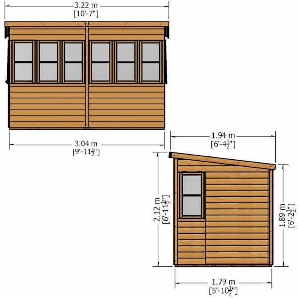 Shire Sun Pent Potting Shed 10x6 - Left Door