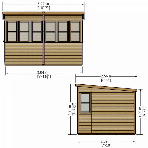 Shire Sun Pent Potting Shed 10x8 - Left Door