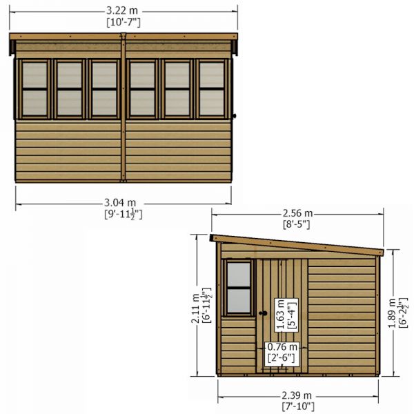 Shire Sun Pent Potting Shed 10x8 - Right Door