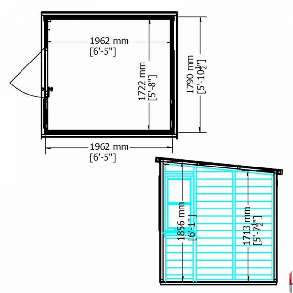 Shire Sun Pent Potting Shed 6x6 - Left Door