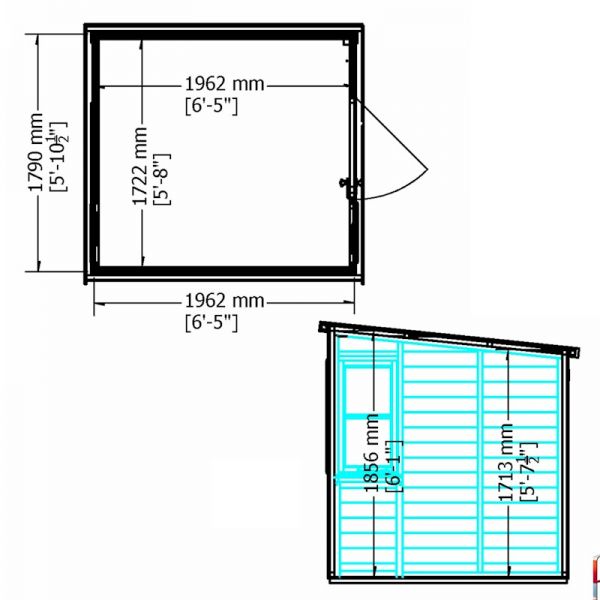 Shire Sun Pent Potting Shed 6x6 - Right Door