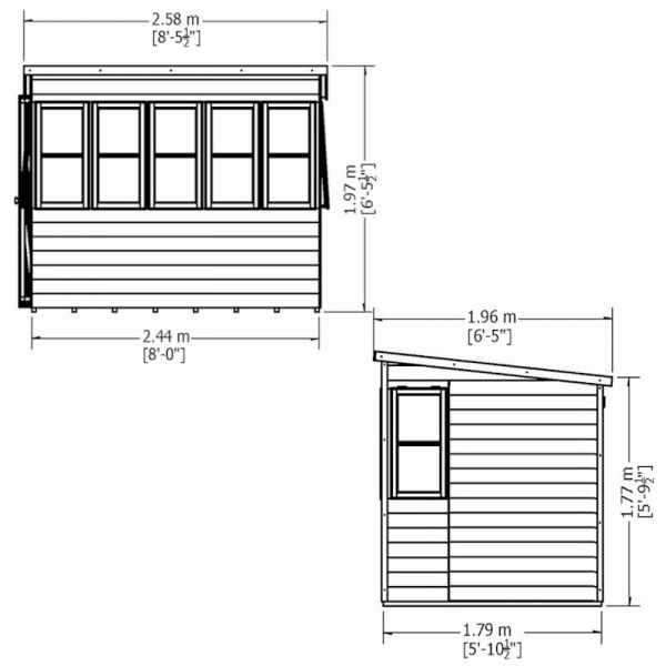 Shire Sun Pent Potting Shed 8x6 - Left Door